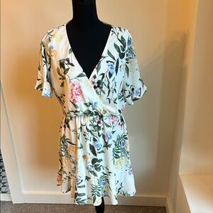 French Grey Elegant Floral Dress